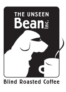 Unseen Bean logo: a dog silhouette smelling a steaming cup of coffee.