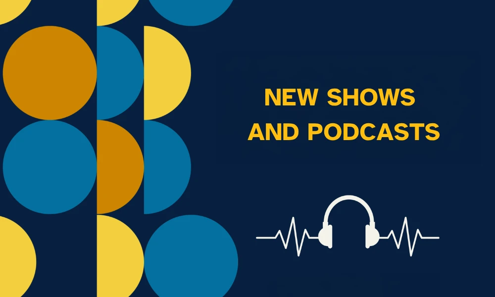 New Shows and Podcasts with headphones icon